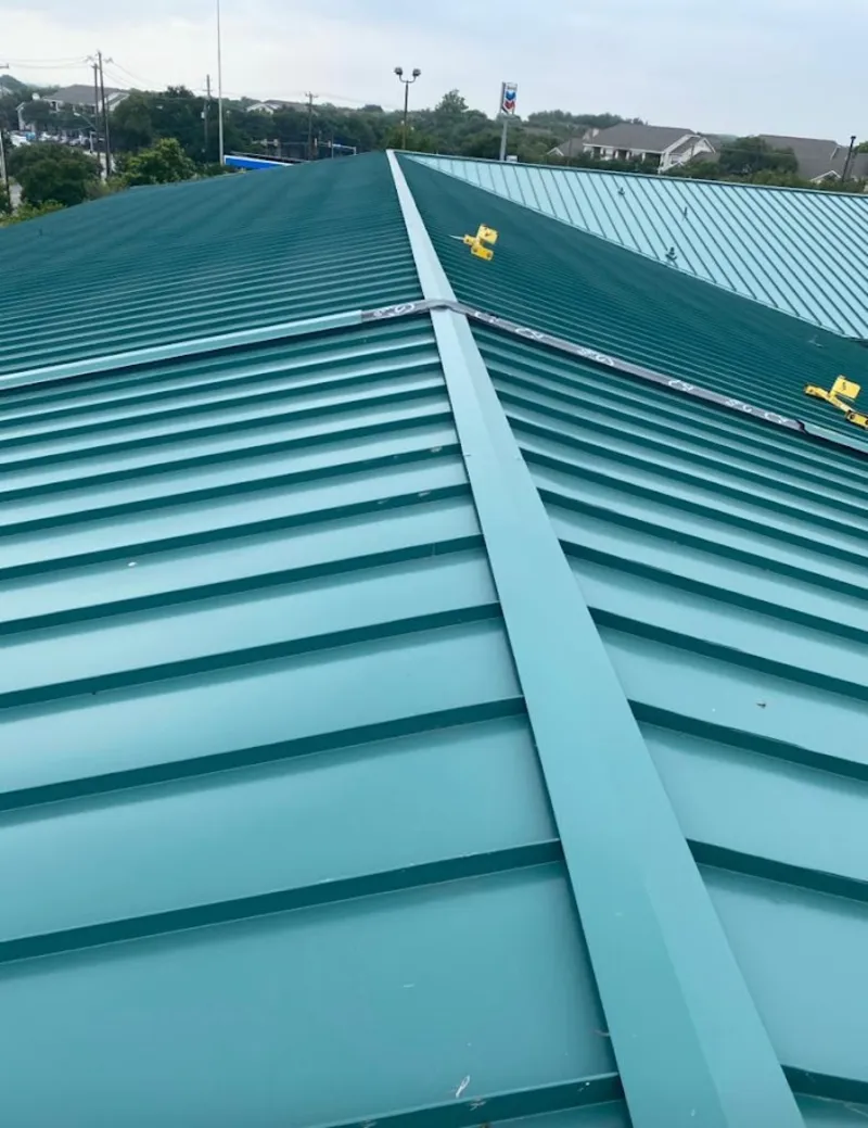 Green commercial metal roof ridge and valley for Metal Roof Repair in Fircrest